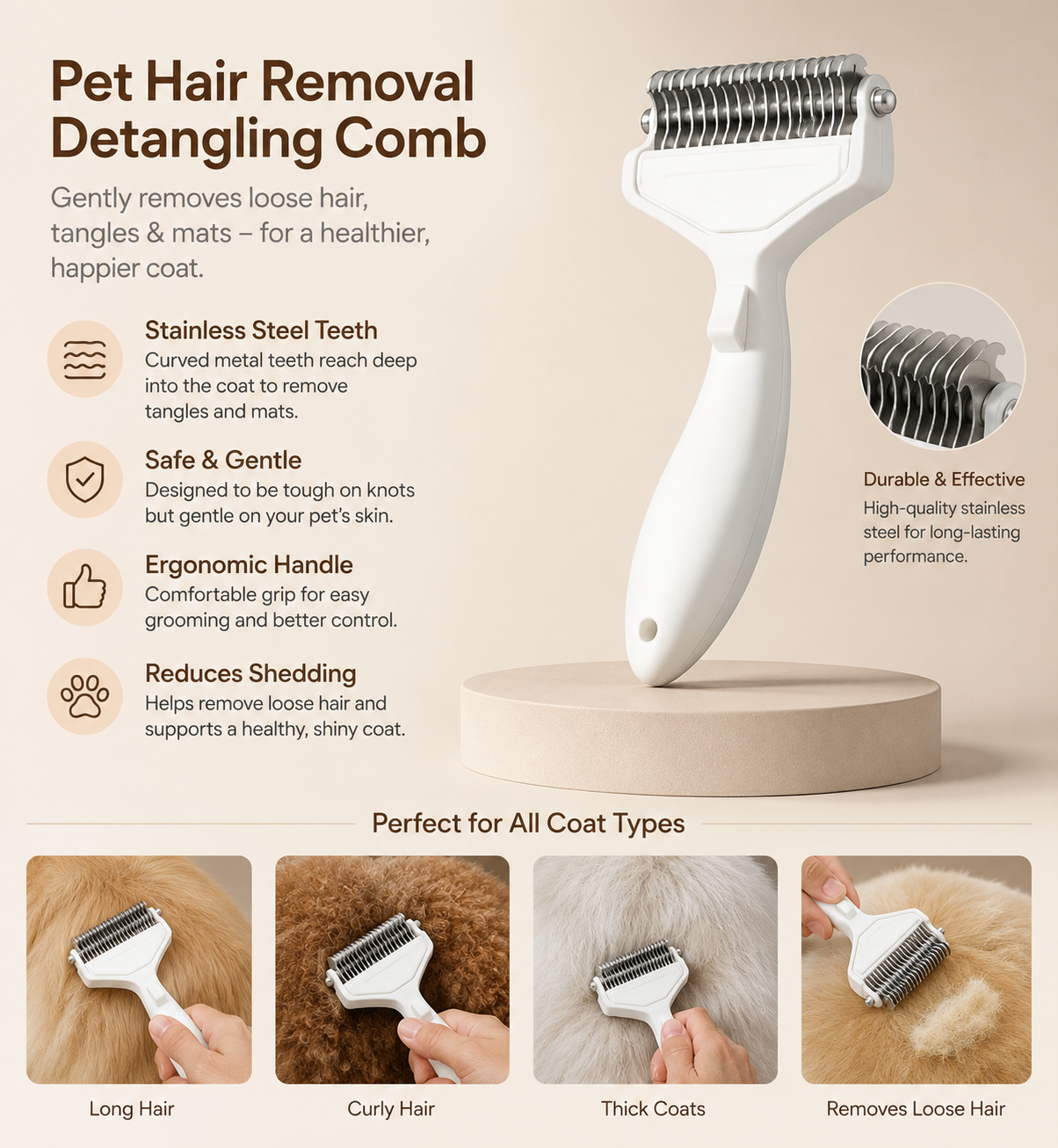 Pet Hair Removal Detangling Comb