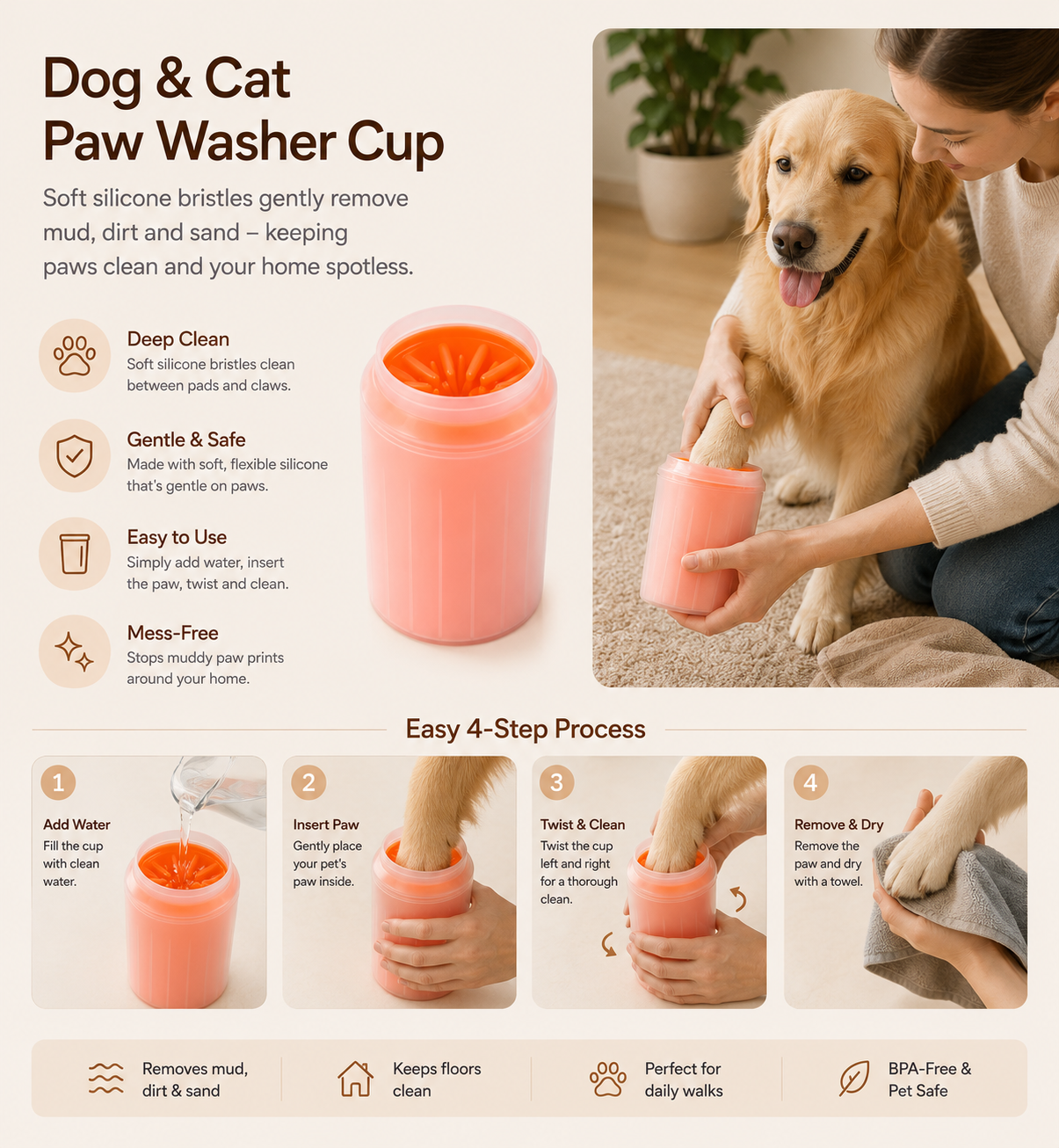 Dog & Cat Paw Washer Cup